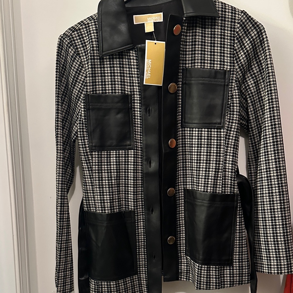 Michael Kors Houndstooth Black and White Blazer Xs